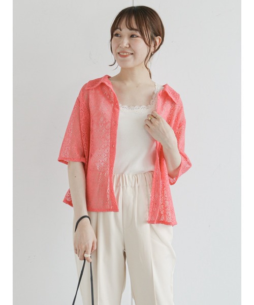 ehka sopo(エヘカソポ)の「総レースシャツ(シャツ/ブラウス・レディース・ブラック/オフホワイト/サックスブルー/ピンク・フリ-)」の6枚目の写真