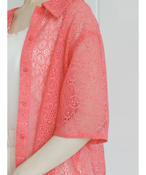 ehka sopo(エヘカソポ)の「総レースシャツ(シャツ/ブラウス・レディース・ブラック/オフホワイト/サックスブルー/ピンク・フリ-)」の7枚目の写真