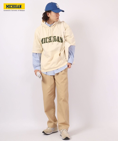 JEMORGAN（ジェーイーモーガン）の「JEMORGAN ミシガン大学プリント半袖ビッグＴパーカ（パーカー・メンズ・グレー/オフホワイト/ネイビー/ブラック/ベージュ・M/XL/L）」の12枚目の写真