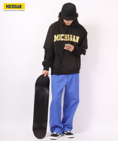 JEMORGAN（ジェーイーモーガン）の「JEMORGAN ミシガン大学プリント半袖ビッグＴパーカ（パーカー・メンズ・グレー/オフホワイト/ネイビー/ブラック/ベージュ・M/XL/L）」の19枚目の写真