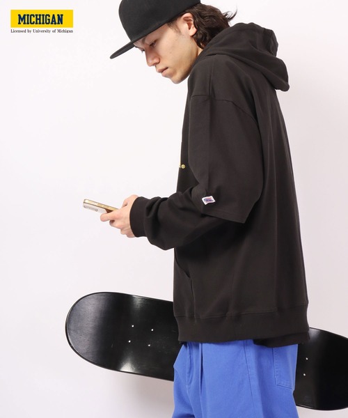 JEMORGAN（ジェーイーモーガン）の「JEMORGAN ミシガン大学プリント半袖ビッグＴパーカ（パーカー・メンズ・グレー/オフホワイト/ネイビー/ブラック/ベージュ・M/XL/L）」の21枚目の写真