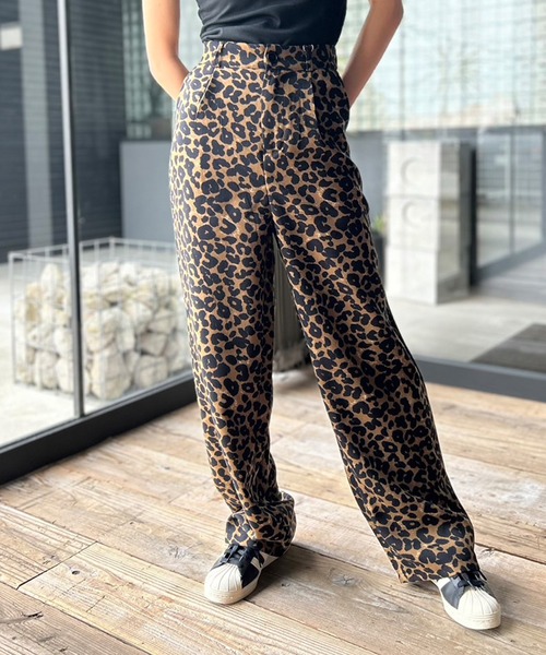 新品未使用　R-LONDON ロングパンツ Mサイズ 黒とヒョウ柄 新品未使用 R-LONDON ロングパンツ Mサイズ 黒とヒョウ柄 楽天