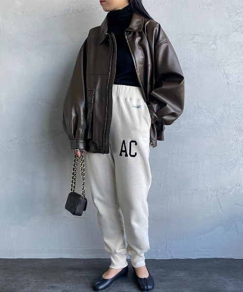 AMERICANA（アメリカーナ）の「[Americana×JEANS FACTORY/アメリカーナ×ジーンズファクトリー] 別注 AC ロゴプリントスウェットパンツ（スウェットパンツ・レディース・アイボリー/スミクロ/グリーン・S/M）」の12枚目の写真