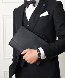 TAKEO KIKUCHI（タケオキクチ）の「【冠婚葬祭】ブラックレザー クラッチバッグ（クラッチバッグ）」