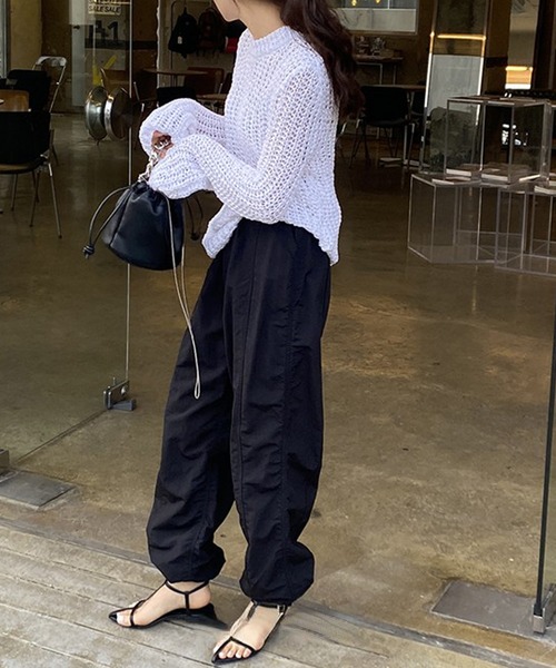 ANOTHER S（アナザーエス）の「裾ゴム2wayパンツ パラシュートパンツ（カーゴパンツ・レディース・アイボリー/ブラック/カーキ/ブラウン・S/M/L）」の11枚目の写真