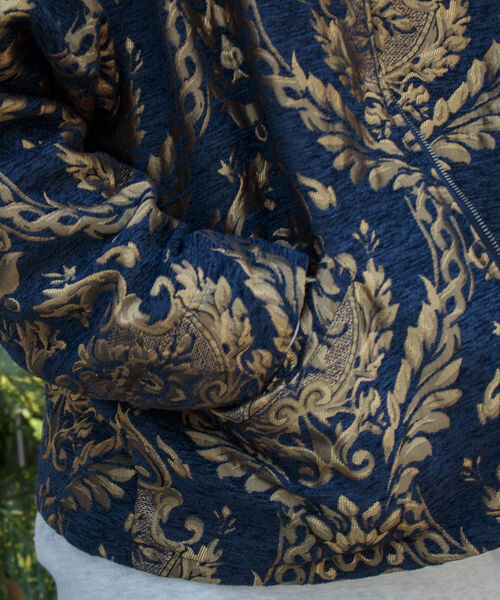 GLOSTER(グロスター)の「【GLOSTER/グロスター】ゴブラン柄ブルゾン アンティーク調 レトロ ジオメトリックパターン(ブルゾン・メンズ・ホワイト系その他/ブルー系その他・S/M/L)」の4枚目の写真