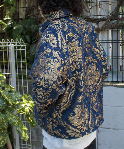 GLOSTER(グロスター)の「【GLOSTER/グロスター】ゴブラン柄ブルゾン アンティーク調 レトロ ジオメトリックパターン(ブルゾン・メンズ・ホワイト系その他/ブルー系その他・S/M/L)」の5枚目の写真