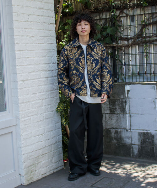 GLOSTER(グロスター)の「【GLOSTER/グロスター】ゴブラン柄ブルゾン アンティーク調 レトロ ジオメトリックパターン(ブルゾン・メンズ・ホワイト系その他/ブルー系その他・S/M/L)」の9枚目の写真