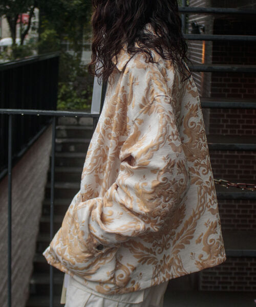 GLOSTER(グロスター)の「【GLOSTER/グロスター】ゴブラン柄ブルゾン アンティーク調 レトロ ジオメトリックパターン(ブルゾン・メンズ・ホワイト系その他/ブルー系その他・S/M/L)」の13枚目の写真