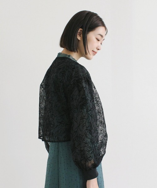 kaene（カエン）の「フラワーフロッキーカーディガン（カーディガン/ボレロ・レディース・ブラック/ベージュ/ブラウン・FREE）」の13枚目の写真