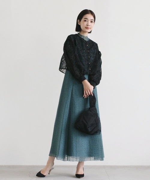 kaene（カエン）の「フラワーフロッキーカーディガン（カーディガン/ボレロ・レディース・ブラック/ベージュ/ブラウン・FREE）」の9枚目の写真