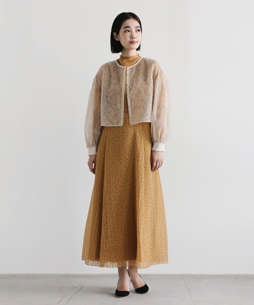 【ぽてと】結婚式　kaene ボレロ　ラメニットカーディガン(シルバー) セール】パールボタンコンパクトラメニットカーディガン