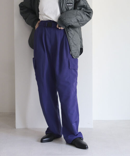 fredy emue（フレディエミュ）の「ナイロンベルト付きベイカーパンツ（カーゴパンツ・レディース・ブラック/カーキ/パープル・38）」の13枚目の写真