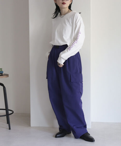 fredy emue（フレディエミュ）の「ナイロンベルト付きベイカーパンツ（カーゴパンツ・レディース・ブラック/カーキ/パープル・38）」の17枚目の写真