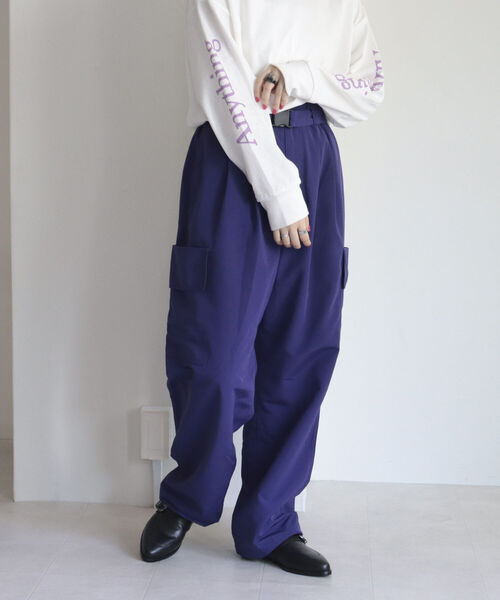 fredy emue（フレディエミュ）の「ナイロンベルト付きベイカーパンツ（カーゴパンツ・レディース・ブラック/カーキ/パープル・38）」の18枚目の写真