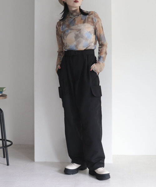 fredy emue（フレディエミュ）の「ナイロンベルト付きベイカーパンツ（カーゴパンツ・レディース・ブラック/カーキ/パープル・38）」の20枚目の写真