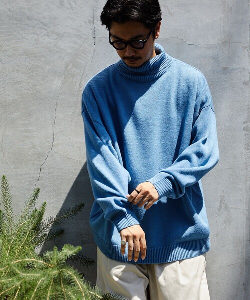 FREAK'S STORE（フリークスストア）の「WEB限定 ビッグシルエット イージーケア ウォッシャブル タートルネックニット（ニット/セーター・メンズ・ブラック/グレー/グリーン/ネイビー/サックスブルー/イエロー・SMALL/MEDIUM/LARGE）」の18枚目の写真