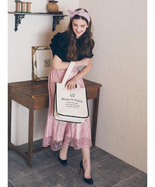 Maison de FLEUR（メゾンドフルール）の「パイピングスクエアトートバッグ（トートバッグ・レディース・ブラック/アイボリー・FREE）」の13枚目の写真