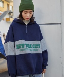 NEW YORK CITY オーバーサイズハーフジップパーカー