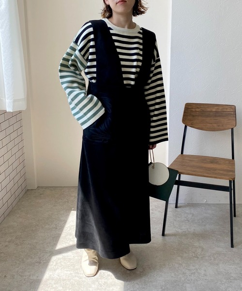 LHELBIE(レルビエ)の「コード刺繍フレアジャンスカ(ジャンパースカート・レディース・グレイッシュベージュ/ブラック/オリーブ・M)」の18枚目の写真