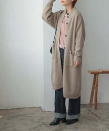 ハイネックニットロングカーディガン
