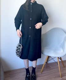 ハイネックニットロングカーディガン