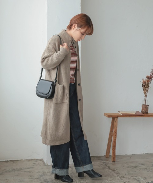 Isn't She?(イズントシー)の「ハイネックニットロングカーディガン(カーディガン/ボレロ・レディース・ブラック/グレー/ベージュ・FREE)」の4枚目の写真