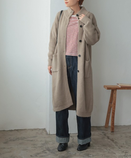 セール】ハイネックニットロングカーディガン（カーディガン/ボレロ