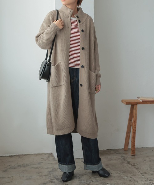 セール】ハイネックニットロングカーディガン（カーディガン