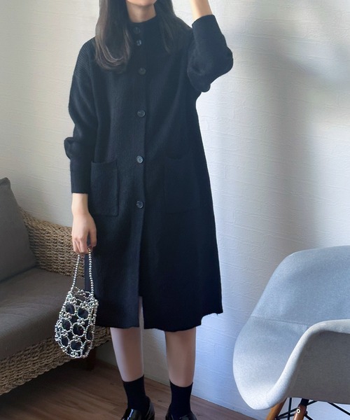 ハイネックニットロングカーディガン（カーディガン/ボレロ）｜Isn't