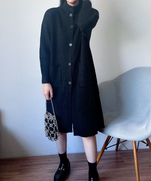 セール】ハイネックニットロングカーディガン（カーディガン