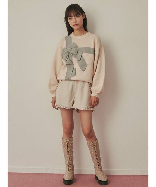 merry jenny（メリージェニー）の「プレゼントリボンニット（ニット/セーター・レディース・ブラック/アイボリー/ボルドー・FREE）」の7枚目の写真