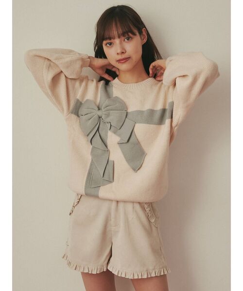 merry jenny（メリージェニー）の「プレゼントリボンニット（ニット/セーター・レディース・ブラック/アイボリー/ボルドー・FREE）」の9枚目の写真