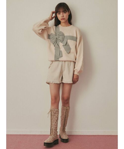 merry jenny（メリージェニー）の「プレゼントリボンニット（ニット/セーター・レディース・ブラック/アイボリー/ボルドー・FREE）」の10枚目の写真