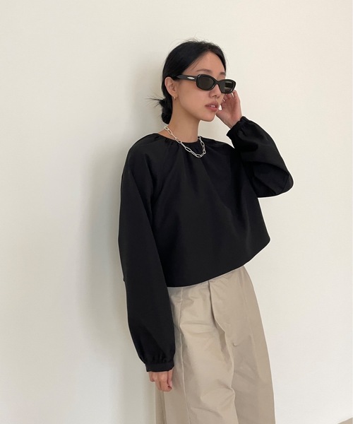 Didot.showroom(ディドット ショールーム)の「バックリボンクロップブラウス(シャツ/ブラウス・レディース・ホワイト/クリーム/ブラック・FREE)」の9枚目の写真