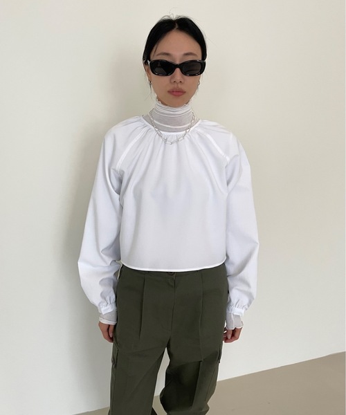 Didot.showroom(ディドット ショールーム)の「バックリボンクロップブラウス(シャツ/ブラウス・レディース・ホワイト/クリーム/ブラック・FREE)」の15枚目の写真