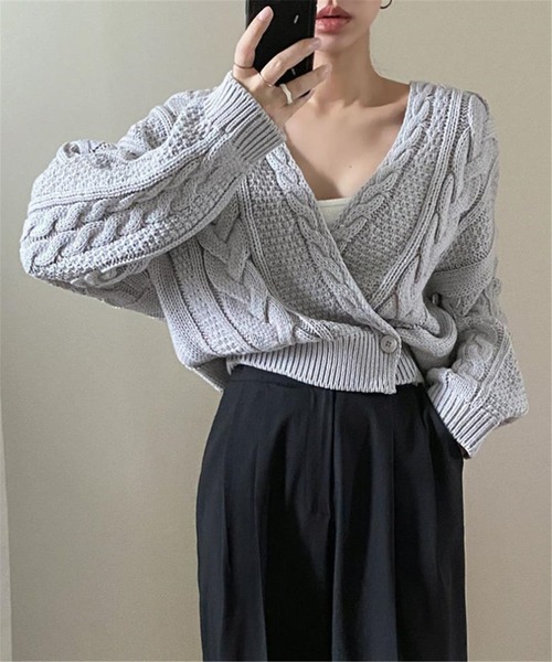MAISON DE THERESE(メゾン ド テレーズ)の「ゆったりケーブルニットカーディガン(カーディガン/ボレロ・レディース・アイボリー/グレー/ブラック・FREE)」の2枚目の写真
