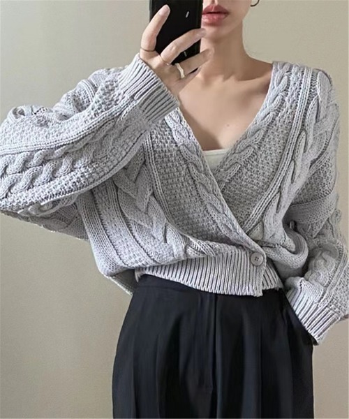 MAISON DE THERESE(メゾン ド テレーズ)の「ゆったりケーブルニットカーディガン(カーディガン/ボレロ・レディース・アイボリー/グレー/ブラック・FREE)」の17枚目の写真