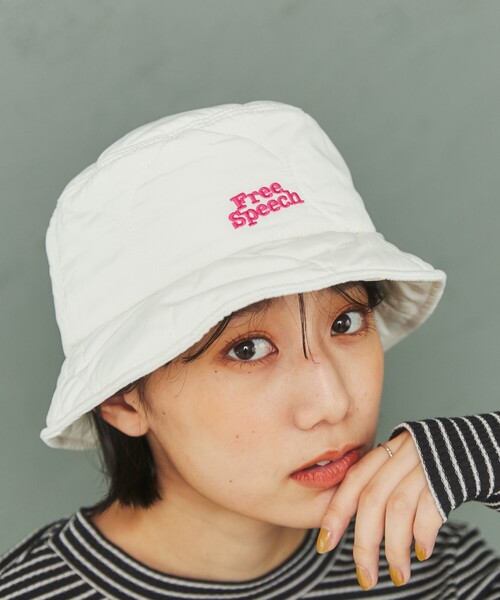 coen（コーエン）の「FreeSpeech(フリースピーチ)バケットハット（ハット・レディース・ライトグレー/オフホワイト・FREE）」の2枚目の写真