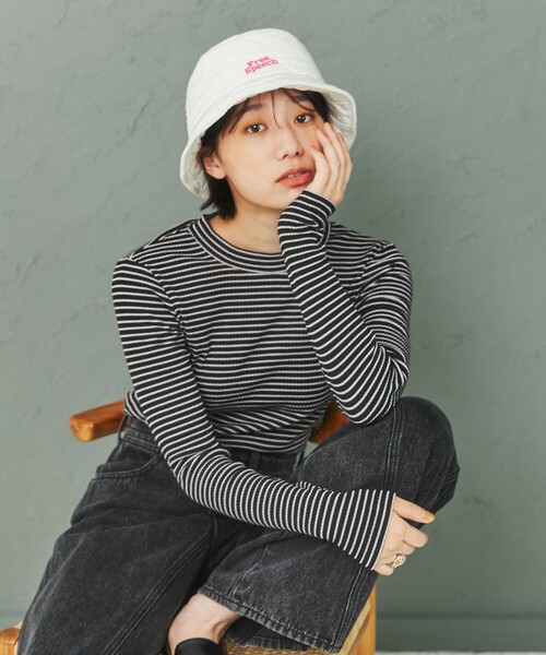 coen（コーエン）の「FreeSpeech(フリースピーチ)バケットハット（ハット・レディース・ライトグレー/オフホワイト・FREE）」の4枚目の写真