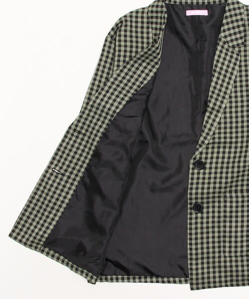 WC（ダブル シー）の「ブラックギンガムジャケット（テーラードジャケット・レディース・オレンジ/レッド/グリーン・FREE）」の4枚目の写真