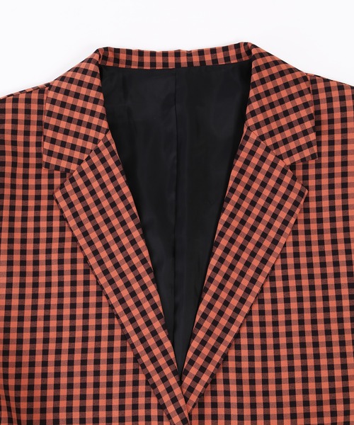 WC（ダブル シー）の「ブラックギンガムジャケット（テーラードジャケット・レディース・オレンジ/レッド/グリーン・FREE）」の18枚目の写真