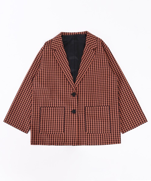 WC（ダブル シー）の「ブラックギンガムジャケット（テーラードジャケット・レディース・オレンジ/レッド/グリーン・FREE）」の22枚目の写真
