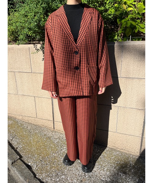 WC（ダブル シー）の「ブラックギンガムジャケット（テーラードジャケット・レディース・オレンジ/レッド/グリーン・FREE）」の14枚目の写真