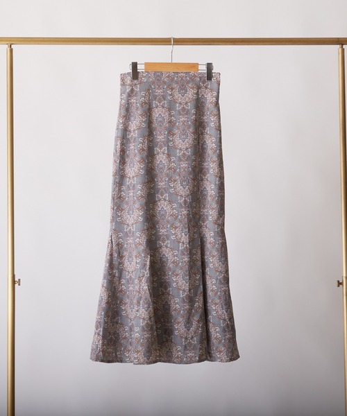 PAPAVER(パパヴェル)の「【papaver】ダマスク柄SK(スカート・レディース・ブルー/グリーン/キナリ・MEDIUM)」の4枚目の写真