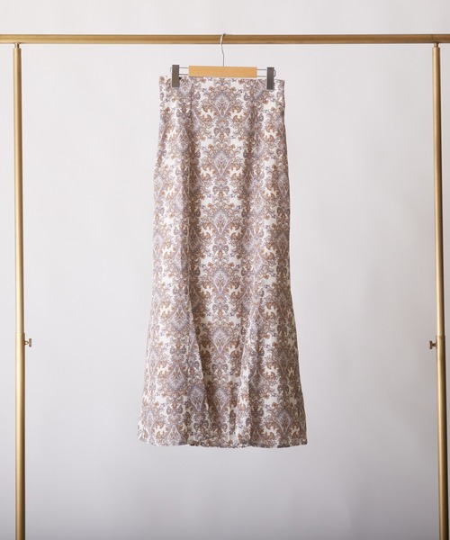 PAPAVER(パパヴェル)の「【papaver】ダマスク柄SK(スカート・レディース・ブルー/グリーン/キナリ・MEDIUM)」の5枚目の写真