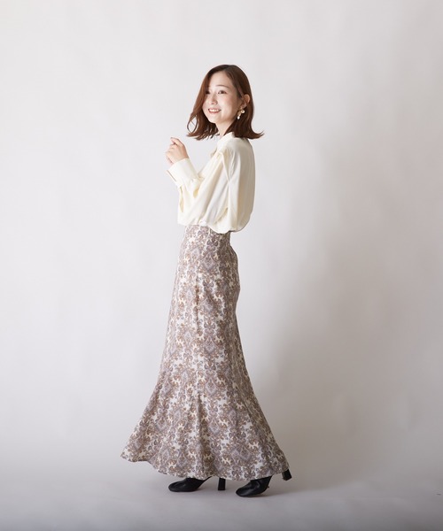 PAPAVER(パパヴェル)の「【papaver】ダマスク柄SK(スカート・レディース・ブルー/グリーン/キナリ・MEDIUM)」の8枚目の写真