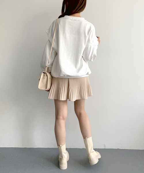 OLIVE des OLIVE（オリーブデオリーブ）の「消しプリーツミニスカート（スカート・レディース・アイボリー/ブラック・FREE）」の5枚目の写真