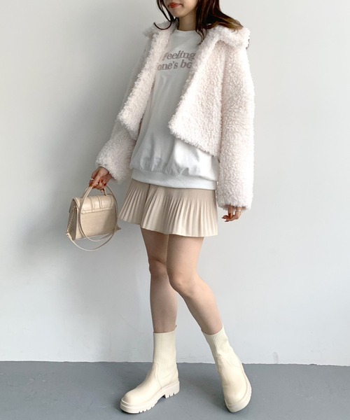 OLIVE des OLIVE（オリーブデオリーブ）の「消しプリーツミニスカート（スカート・レディース・アイボリー/ブラック・FREE）」の12枚目の写真