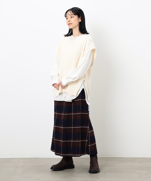 ONIGIRI（オニギリ）の「チェック柄　マーメイド風スカート（スカート・レディース・ネイビー/グリーン・M/L）」の11枚目の写真